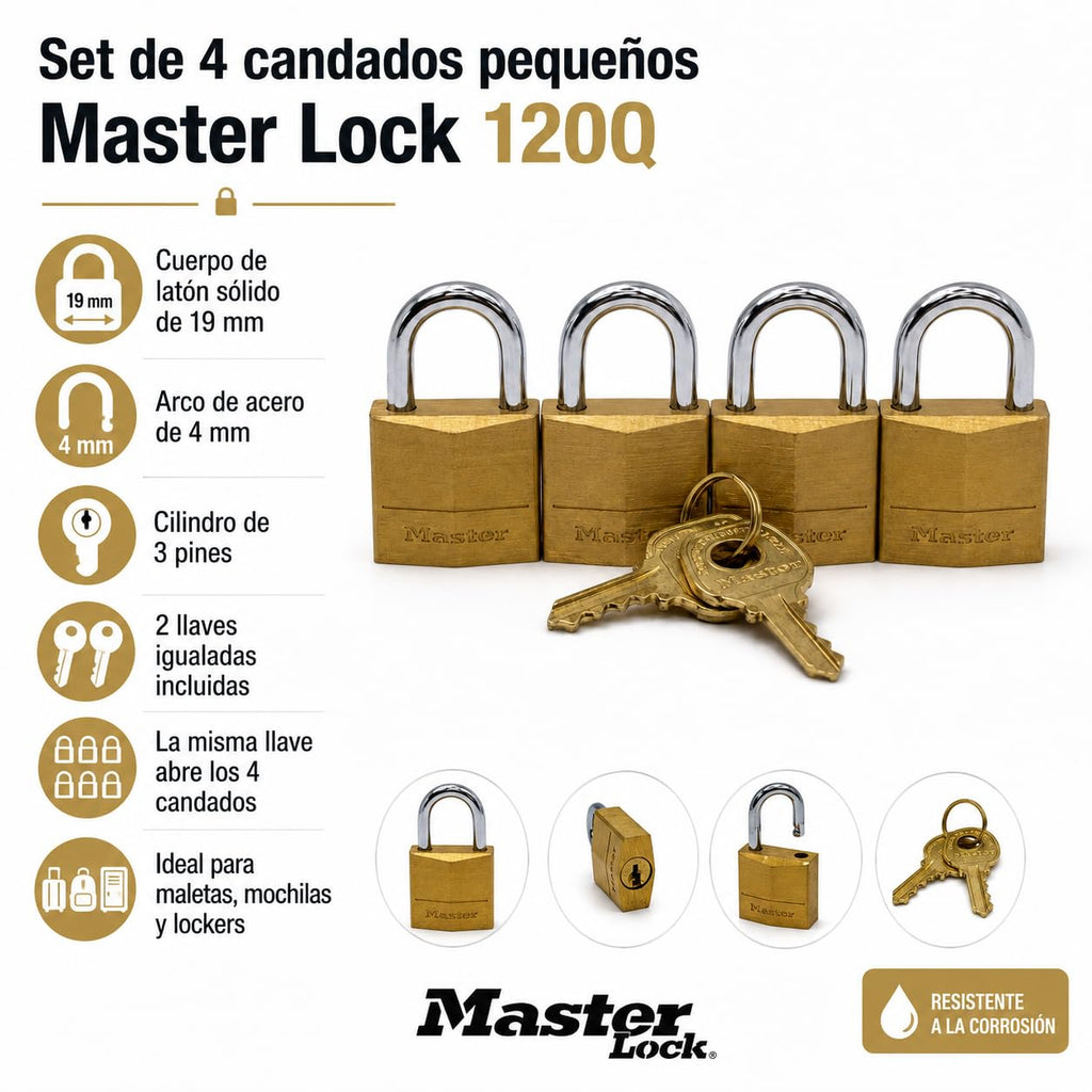 Solid Brass Padlock, 3/4 in. Wide F827729