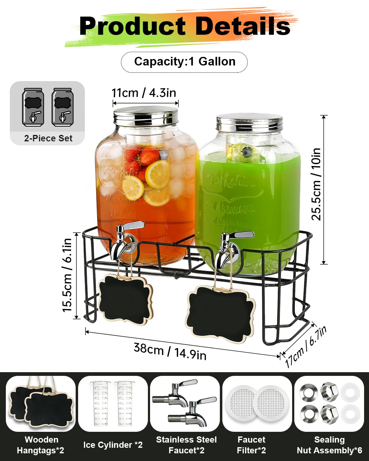 Glass Drink Dispenser with Stand L81868