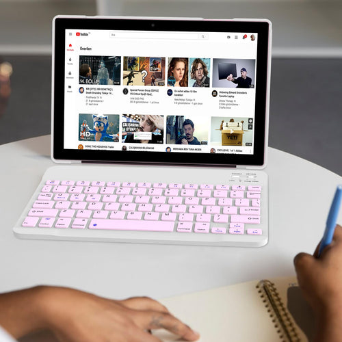 10 Inch Android Tablet with Keyboard Mouse Case Stylus Pink L21349
