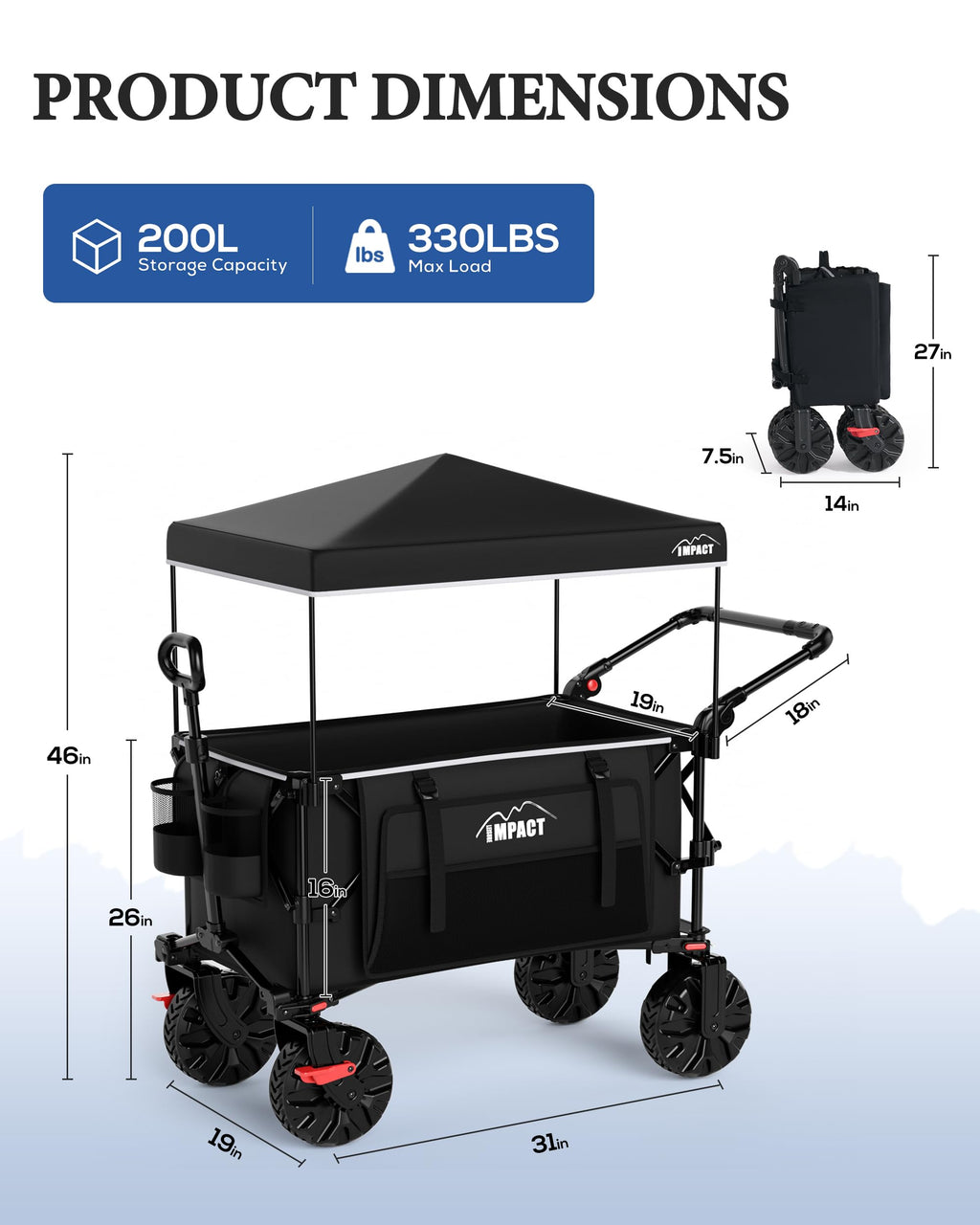 Foldable Push Wagon with Canopy I634