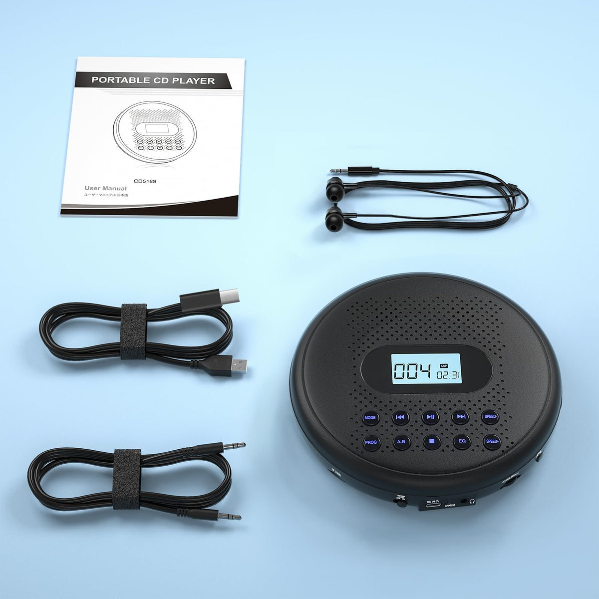 Portable CD Player with Dual Stereo Speakers E9823
