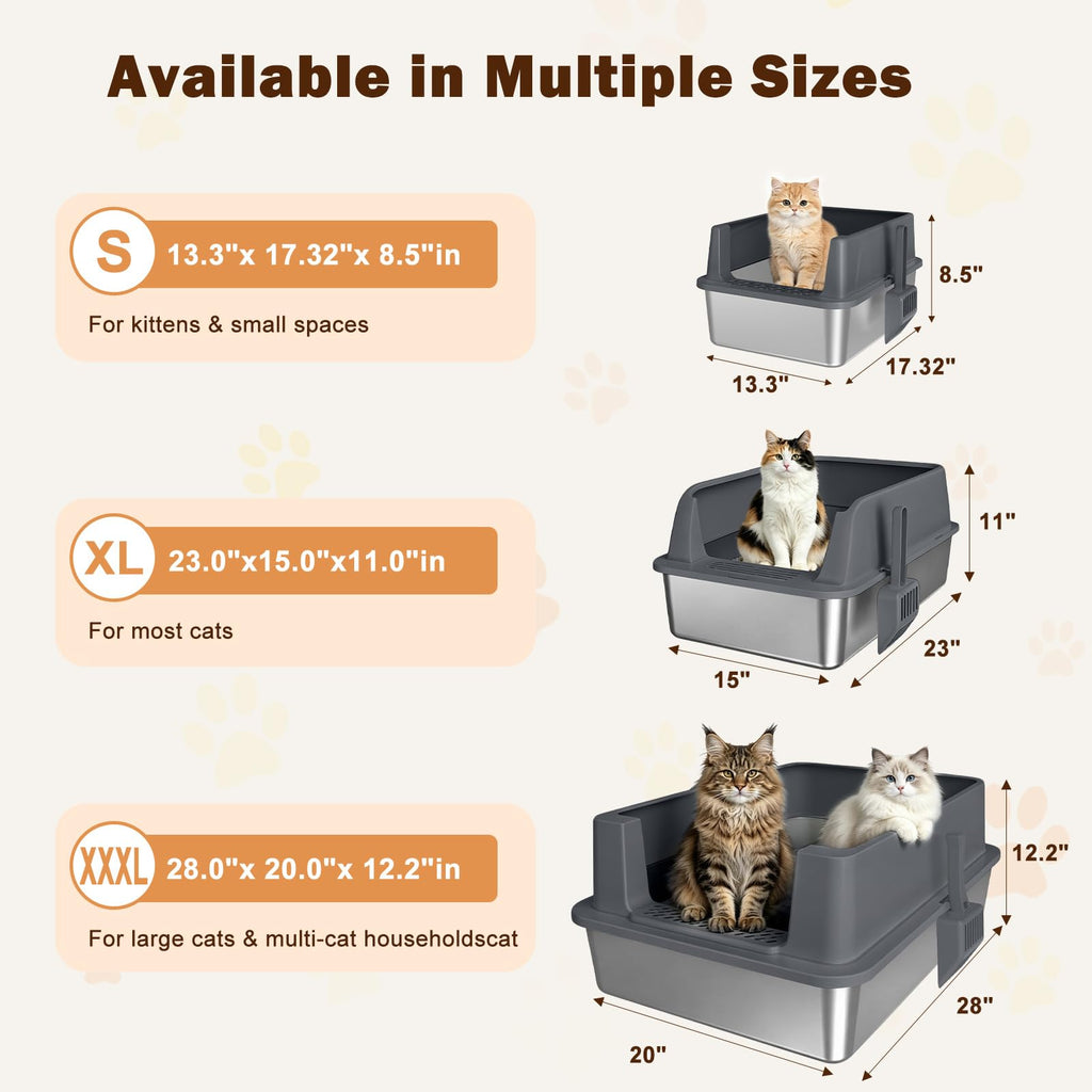 XL Stainless Steel Litter Box with Lid N439