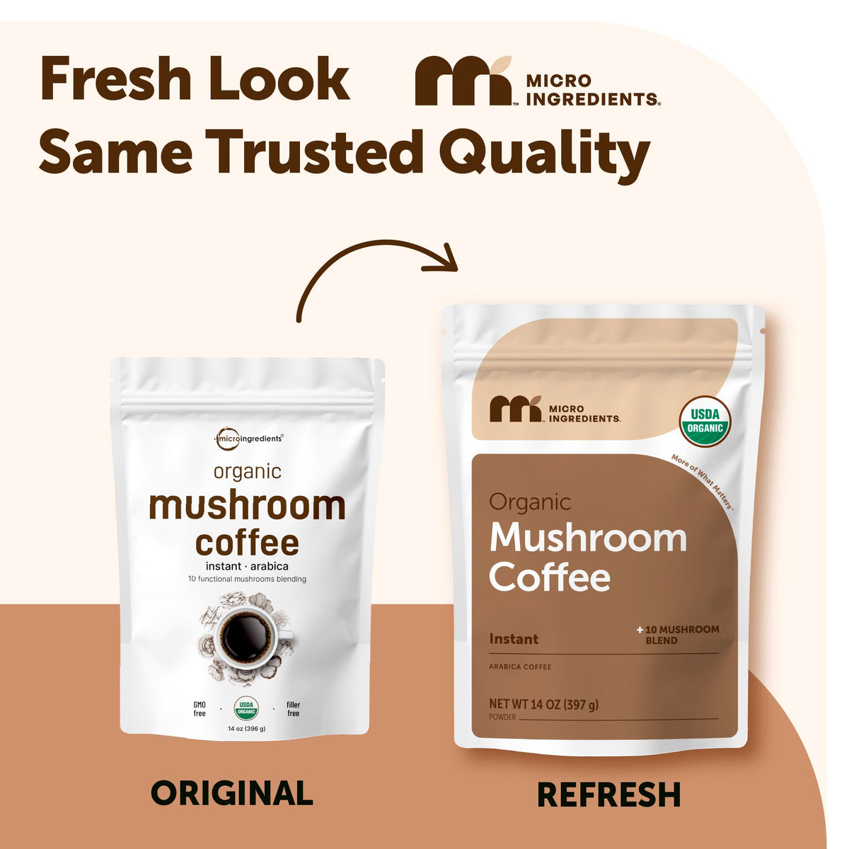 Organic Instant Mushroom Coffee, 14 oz Medium Roast Arabica D914