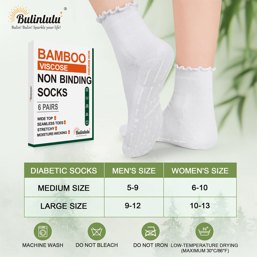 Non Slip Diabetic Socks for Women 6 Pairs Size 9-11 B782404