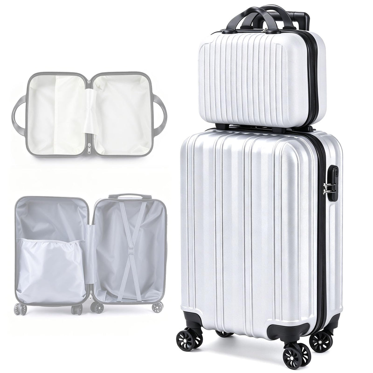 20 Inch Hardside Spinner Suitcase with Makeup Case and Coded Lock P67756