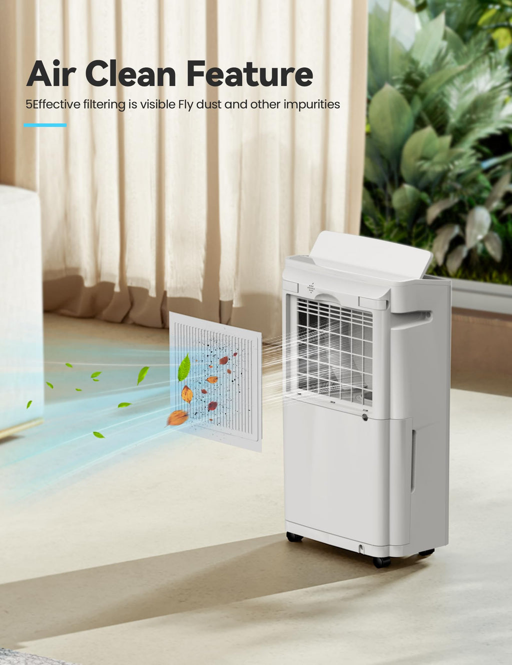 4500 Sq. Ft 50-70 Pints Dehumidifier with Drain Hose and 5L Water Tank D7611
