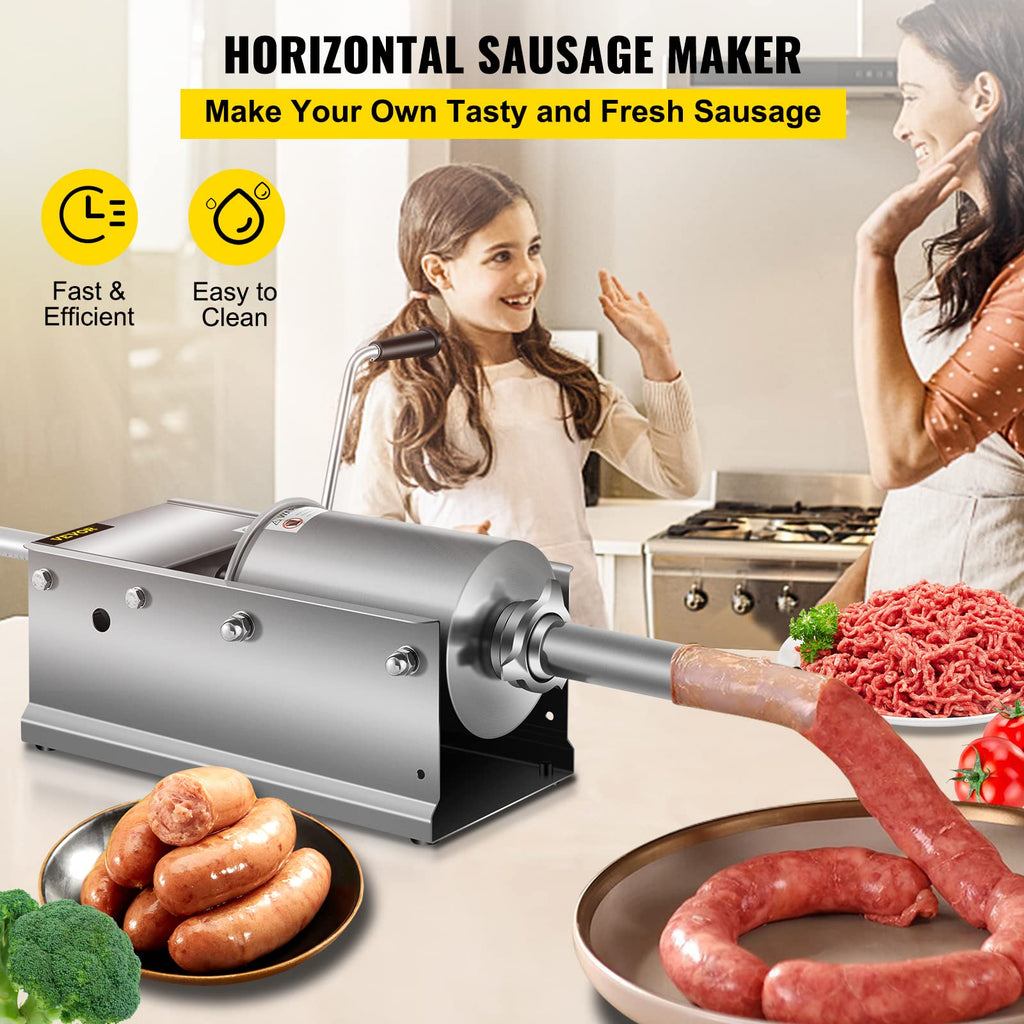 3L Manual Stainless Steel Sausage Stuffer with 5 Filling Nozzles J30519