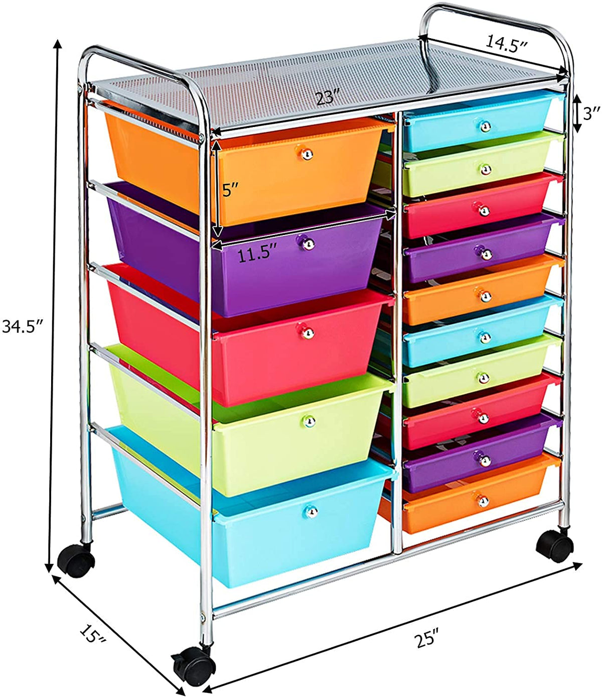 15 Drawer Rolling Plastic Storage Organizer Cart D28978
