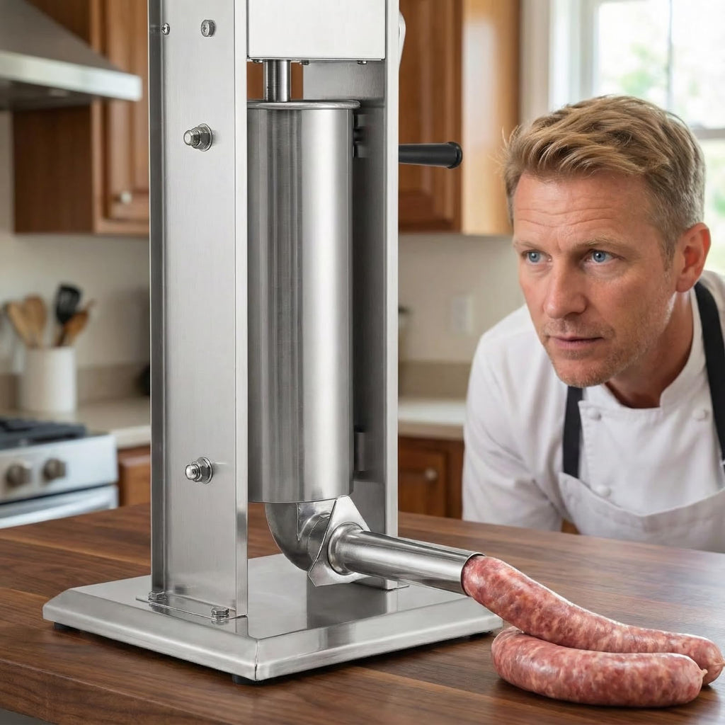 7 L Vertical Stainless Steel Sausage Stuffer with 4 Stuffing Tubes M362474