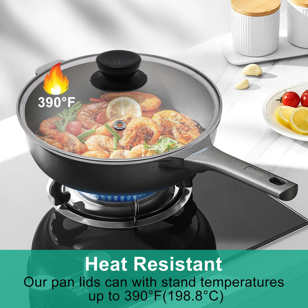 10 Inch Round Tempered Glass Pan Lid with Heat Resistant Handle R8721