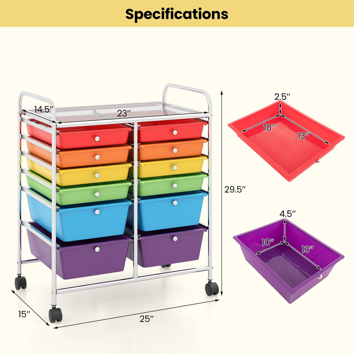 12 Drawer Rolling Storage Cart D93751