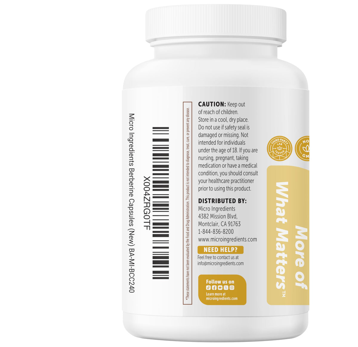 Berberine HCl with Ceylon Cinnamon 1,500 mg 240 Vegetarian Capsules X768248