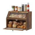 Large Brown Wooden Bread Box N35835