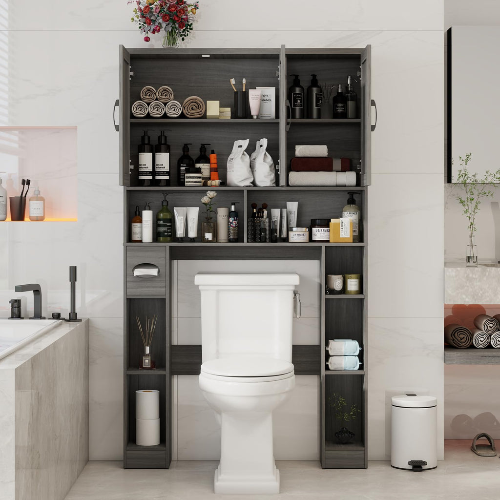 Over The Toilet Storage Cabinet with 3 Barn Doors A728348