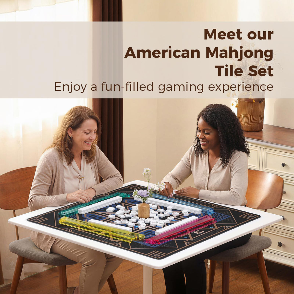 American Mahjong Set with 166 White Tiles and Racks V962