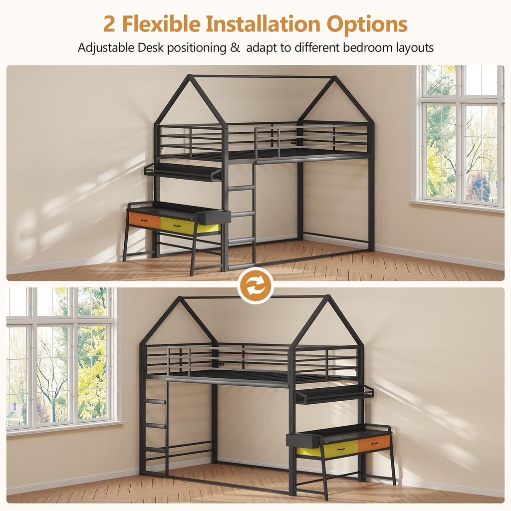 Twin Over Twin Bunk Bed with Desk and Drawers Z929371