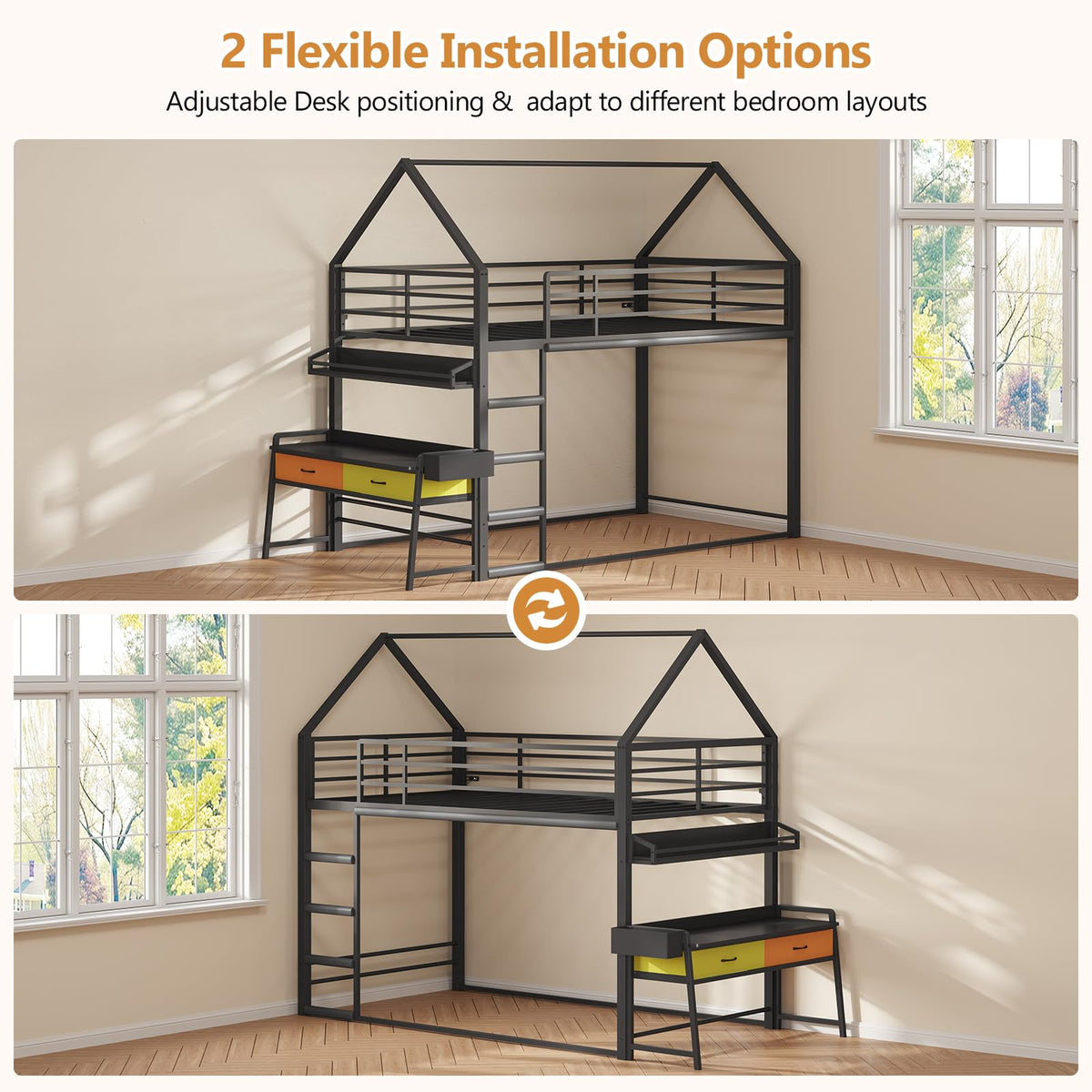 Twin Over Twin Bunk Bed with Desk and Drawers Z929371