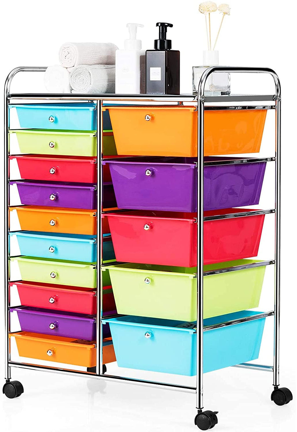 15 Drawer Rolling Plastic Storage Organizer Cart D28978