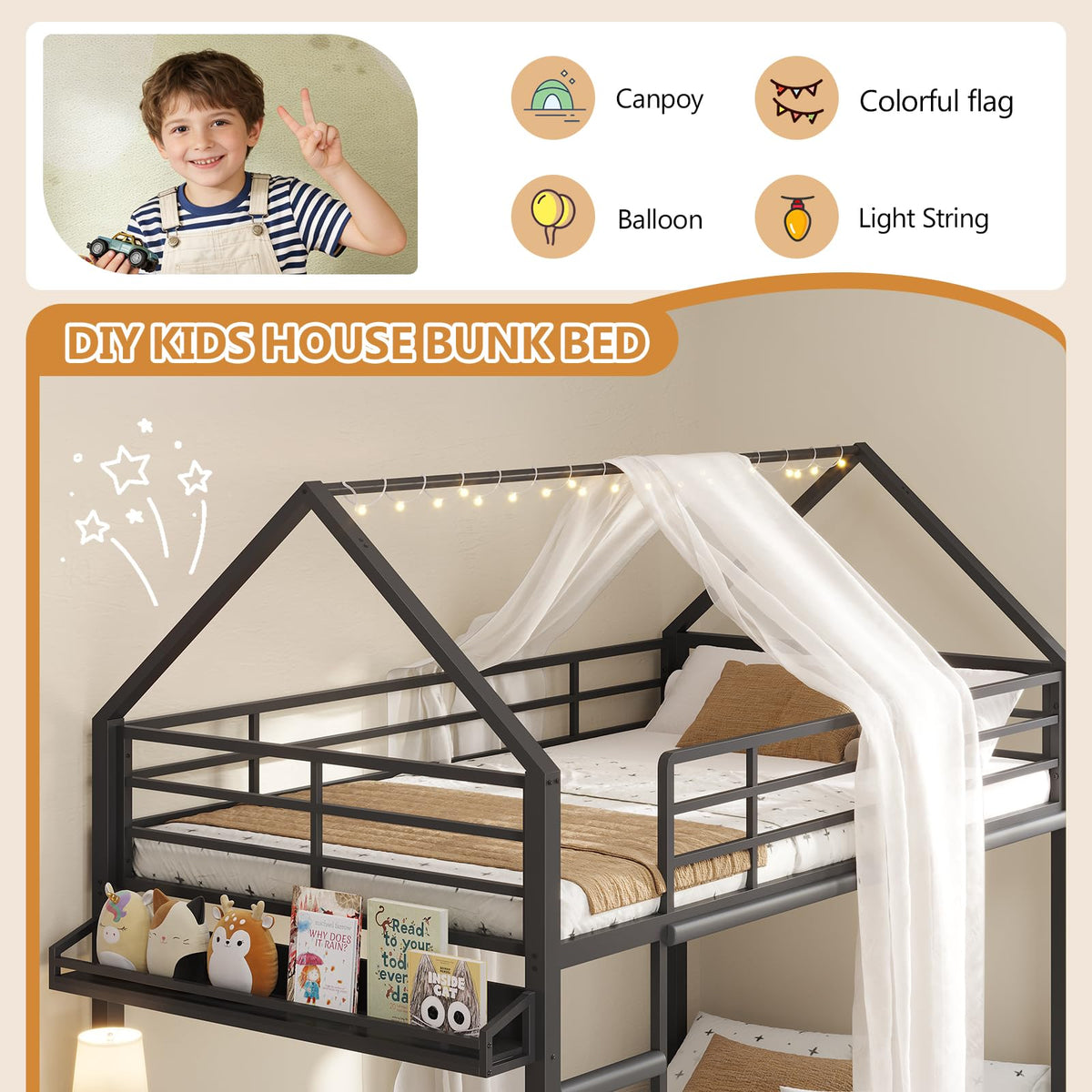 Twin Over Twin Bunk Bed with Desk and Drawers Z929371