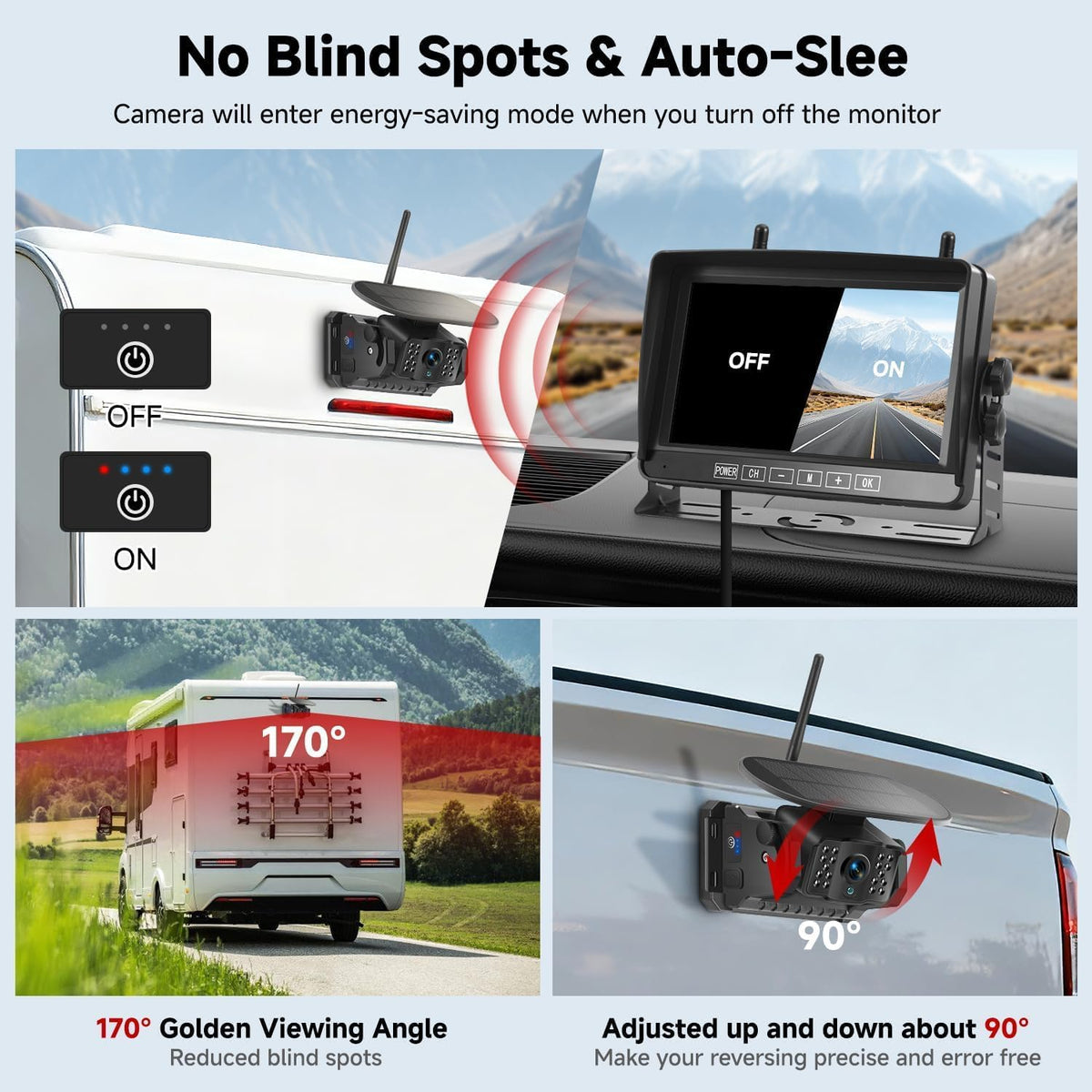 Dual Magnetic Wireless Backup Camera, 7” 1080P HD 4CH DVR Monitor X80070