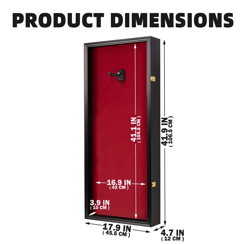 41" Lockable Guitar Display Case with Red Felt Interior E996