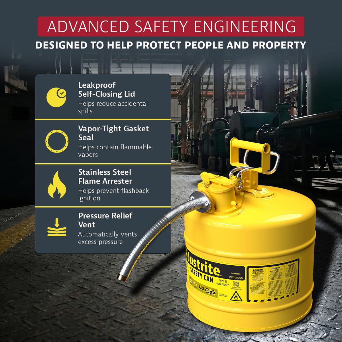 Yellow Galvanized Steel Diesel Fuel Can L321721