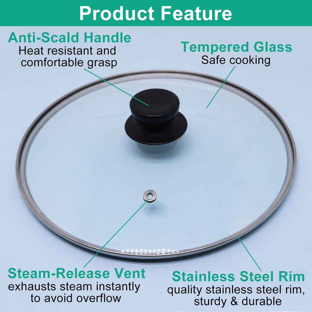 10 Inch Round Tempered Glass Pan Lid with Heat Resistant Handle R8721