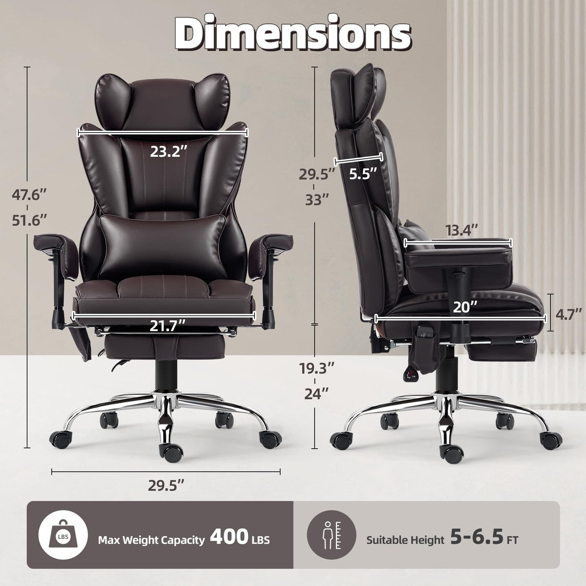 Heated Home Office Chair with Foot Rest L325