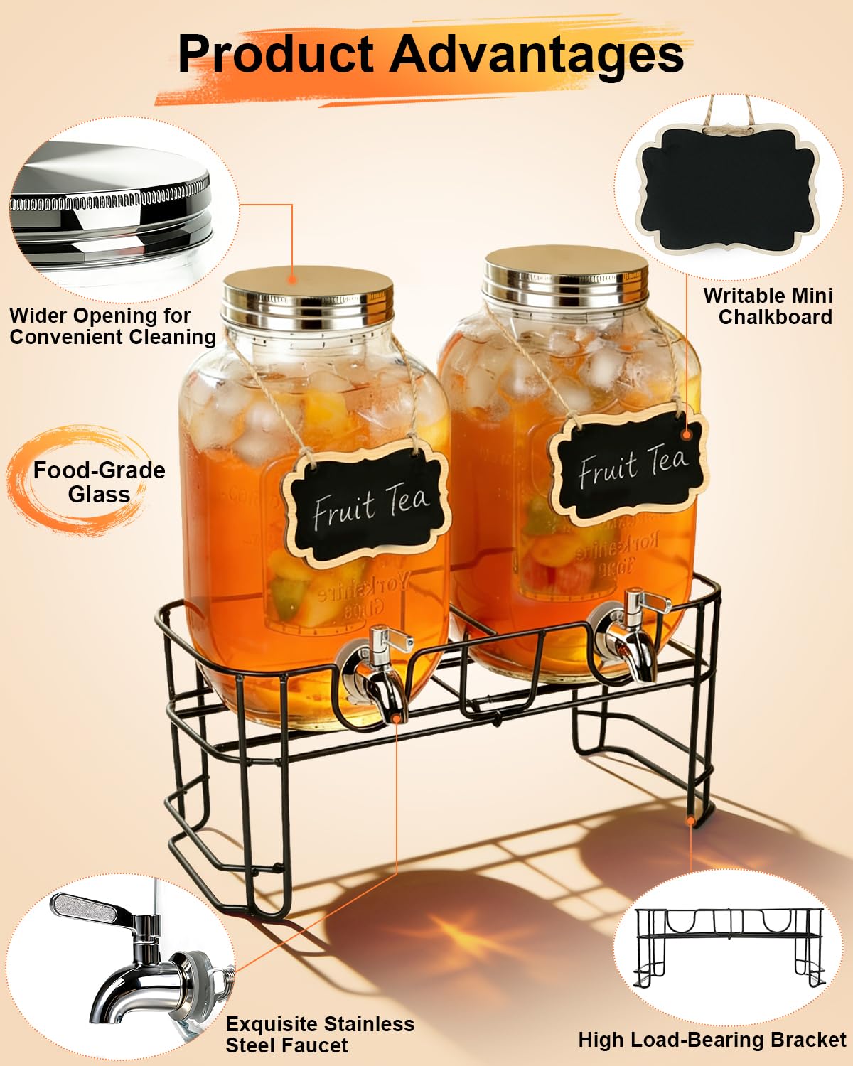 Glass Drink Dispenser with Stand L81868
