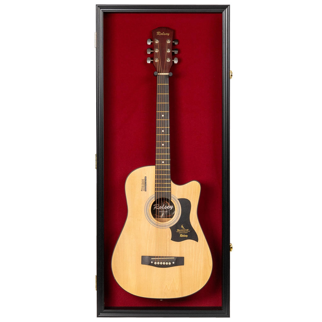 41" Lockable Guitar Display Case with Red Felt Interior E996