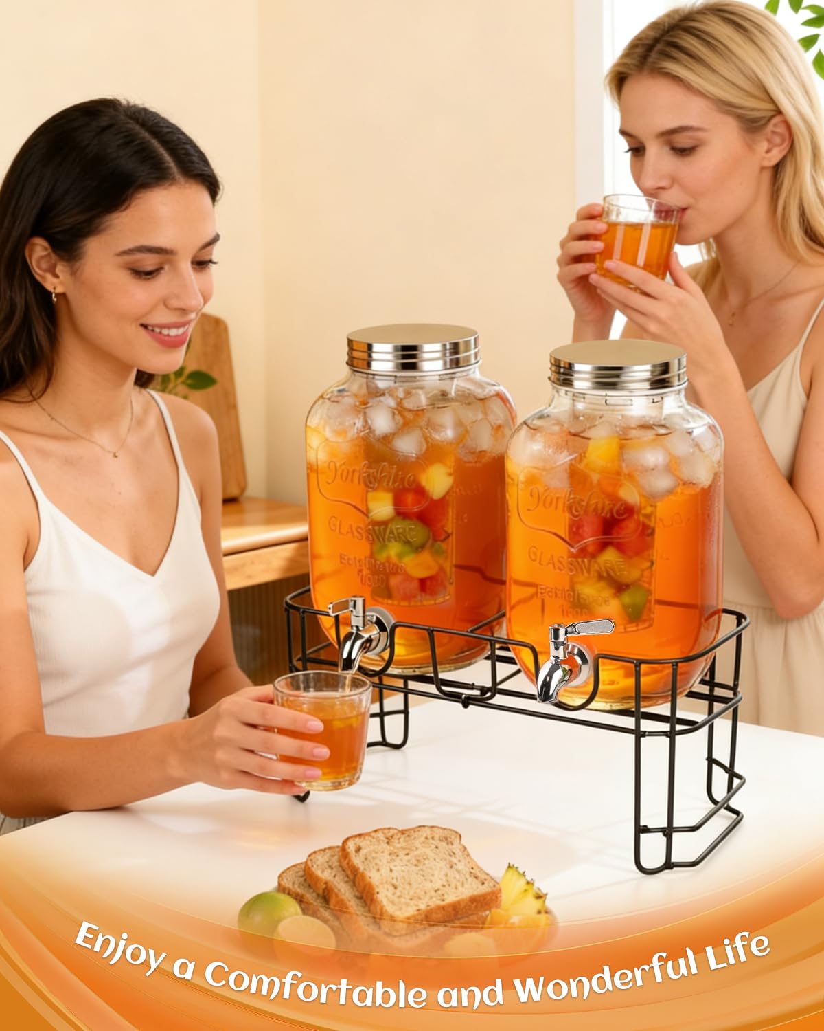 Glass Drink Dispenser with Stand L81868