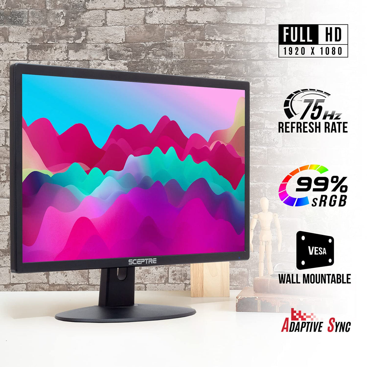 22-Inch 75Hz 1080p LED Monitor with Speakers B7068