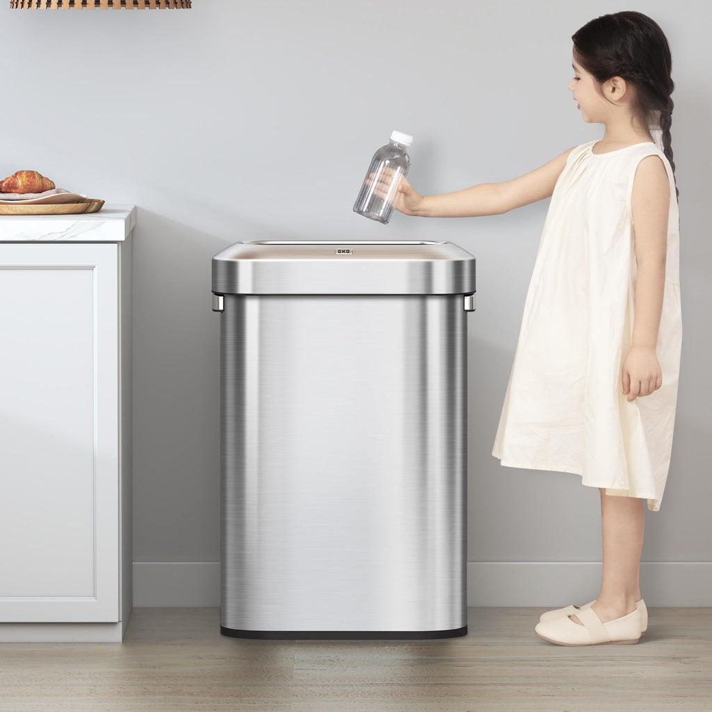24 Gallon 90 Liter Open Top Stainless Steel Slim Trash Can F46173