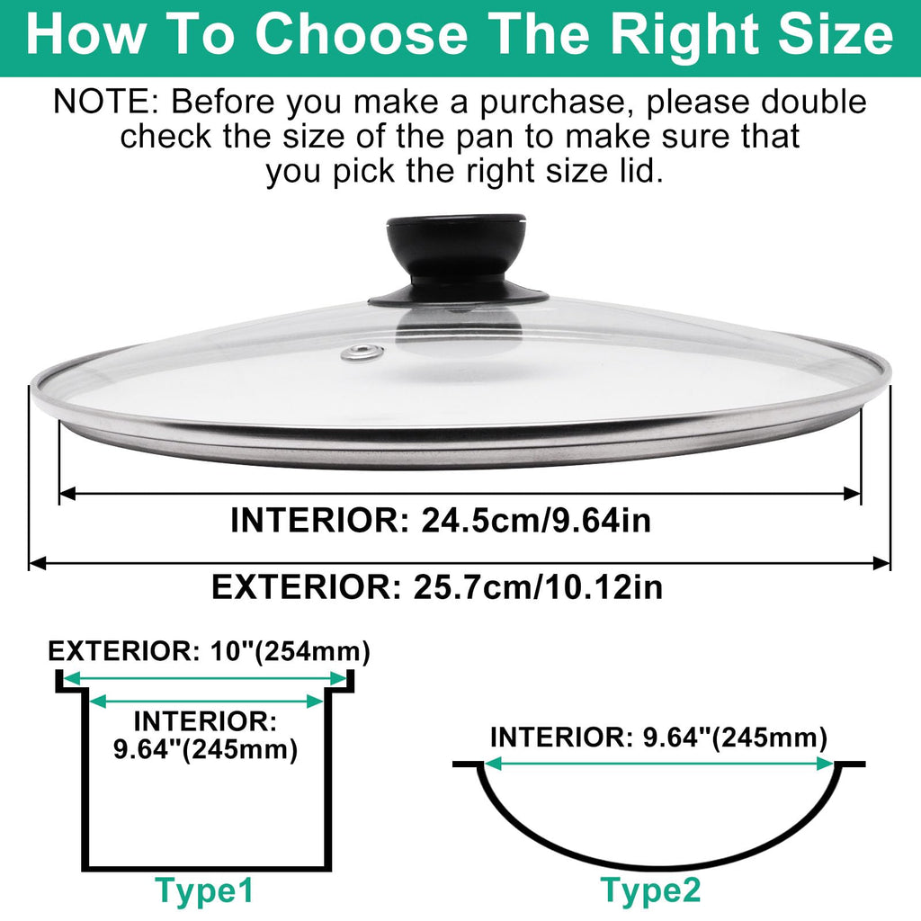 10 Inch Round Tempered Glass Pan Lid with Heat Resistant Handle R8721