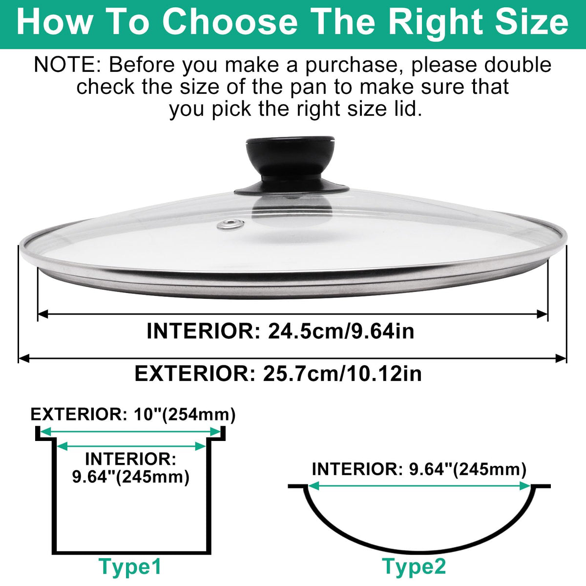 10 Inch Round Tempered Glass Pan Lid with Heat Resistant Handle R8721