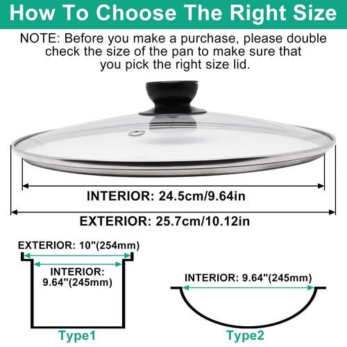 10 Inch Round Tempered Glass Pan Lid with Heat Resistant Handle R8721
