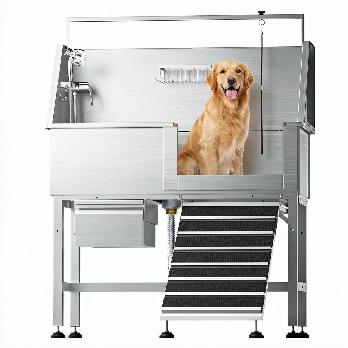 46" Stainless Steel Dog Washing Station with Storage Drawer W183132