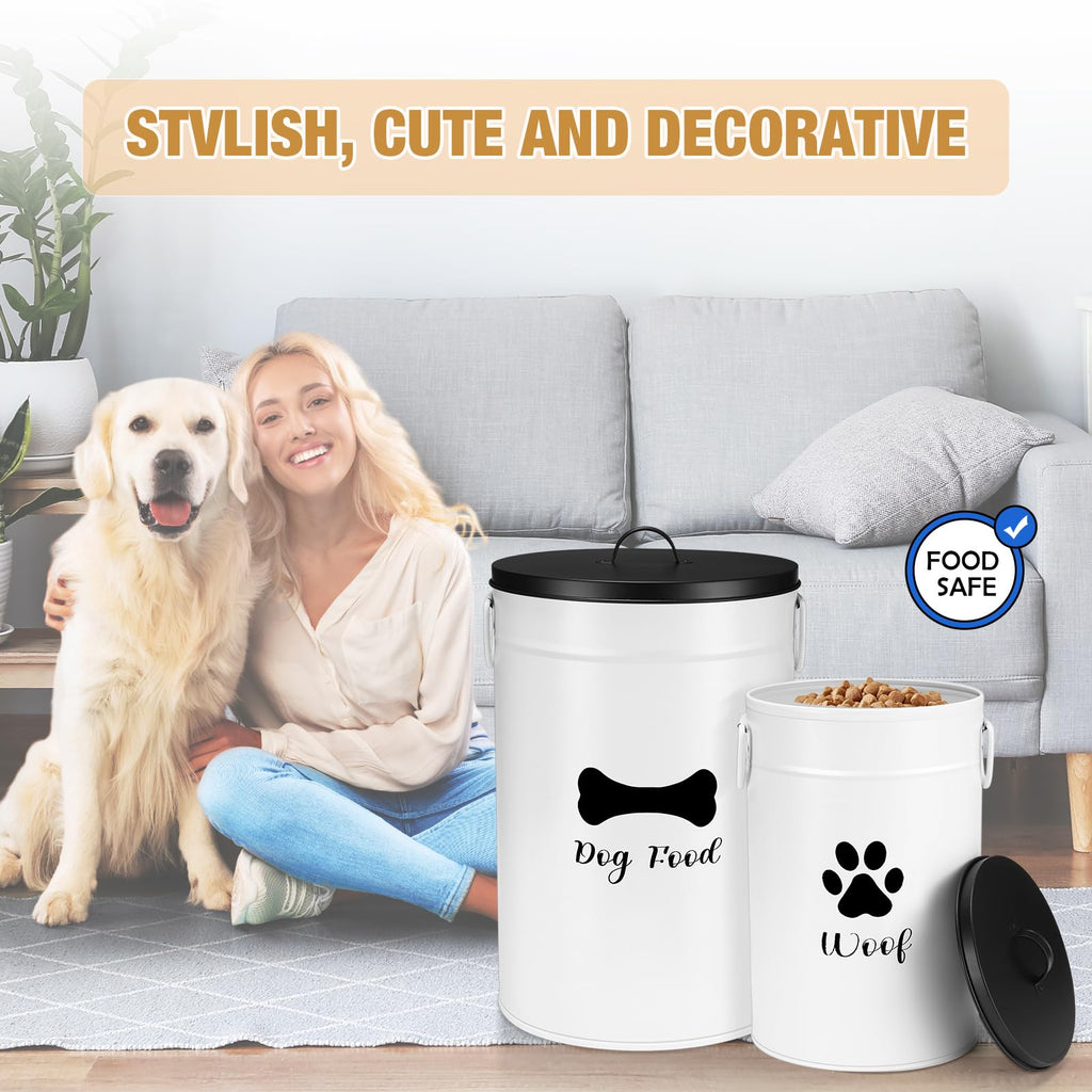 White Metal Dog Food Storage Containers J624382