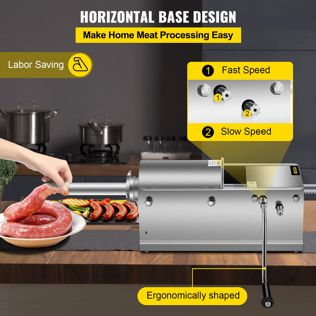 3L Manual Stainless Steel Sausage Stuffer with 5 Filling Nozzles J30519