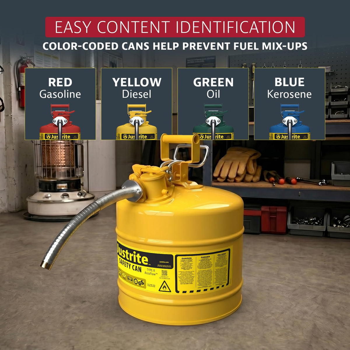 Yellow Galvanized Steel Diesel Fuel Can L321721
