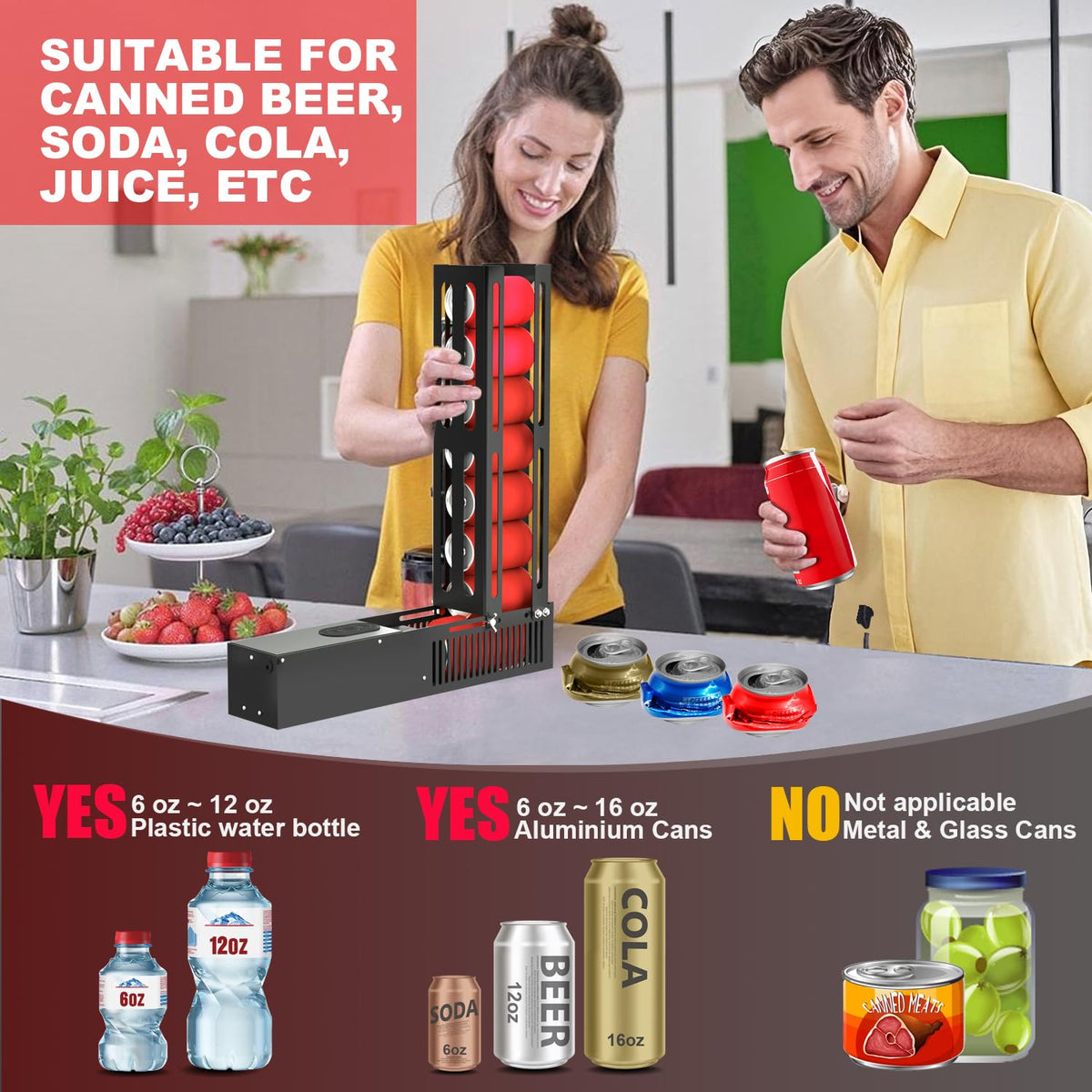 Automatic Electric Can Crusher with Auto Eject, Holds 8 Cans, Black M955246