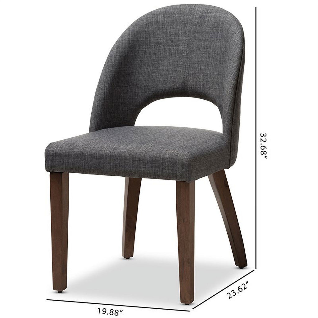 18.5" Mid-Century Fabric Dining Side Chair in Dark Gray (Set of 2) K544