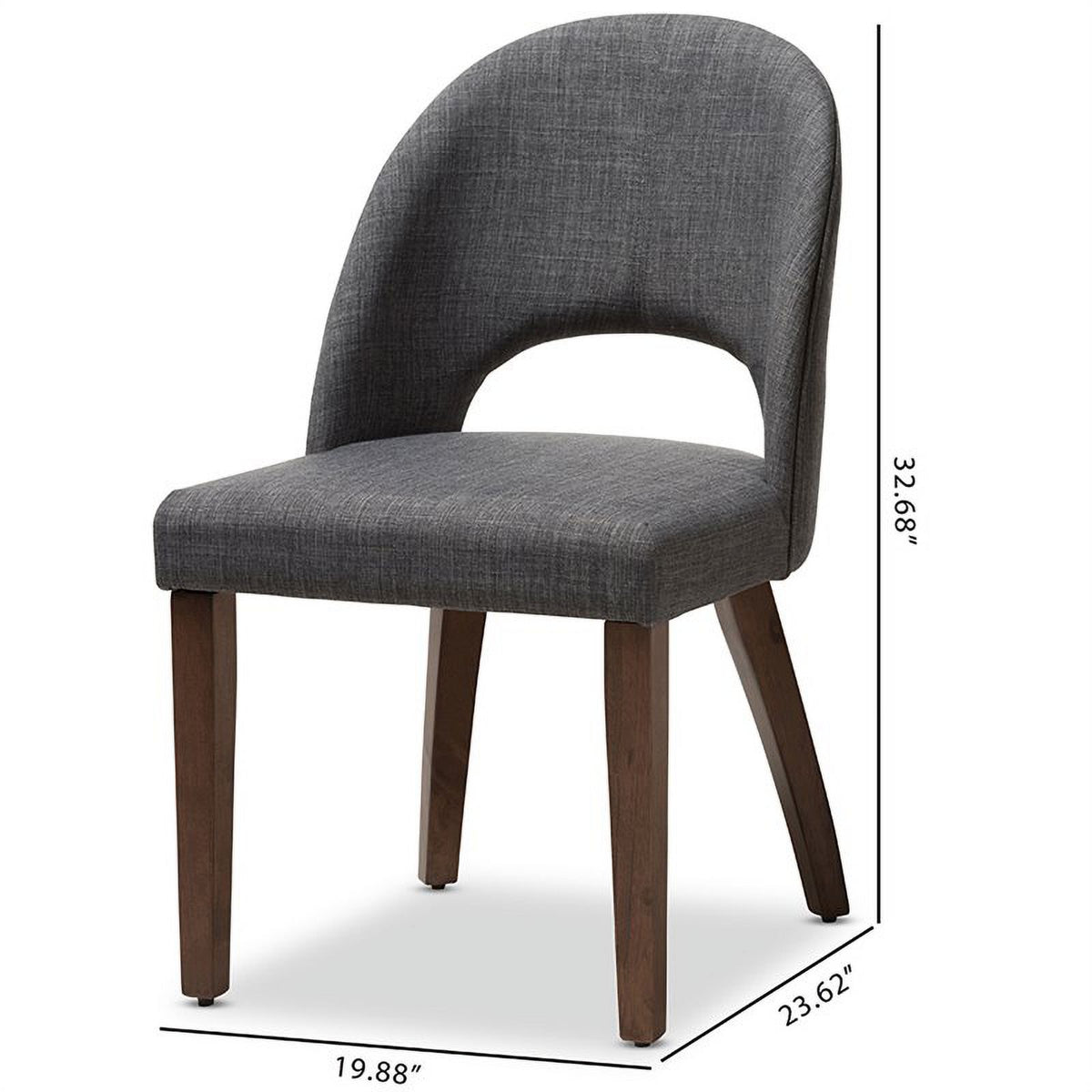 18.5" Mid-Century Fabric Dining Side Chair in Dark Gray (Set of 2) K544