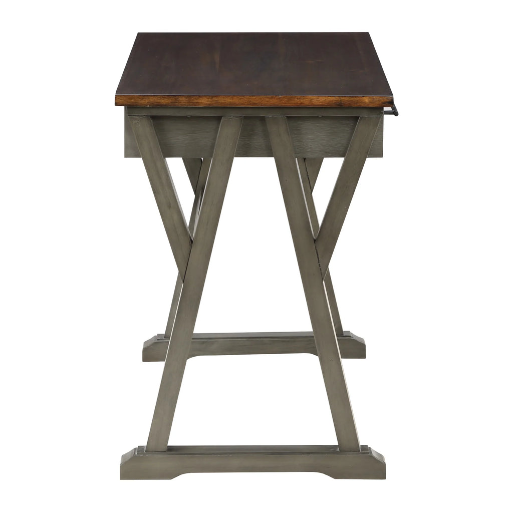Slate Gray Engineered Wood Writing Desk with Drawers G98134