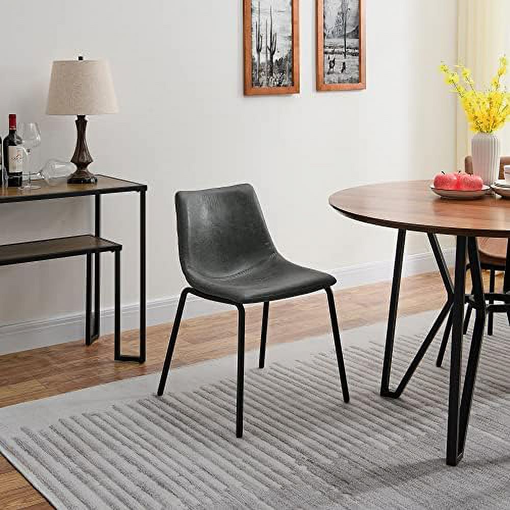 Faux Leather Dining Chairs Set of 2 with Backrest and Metal Legs G77944