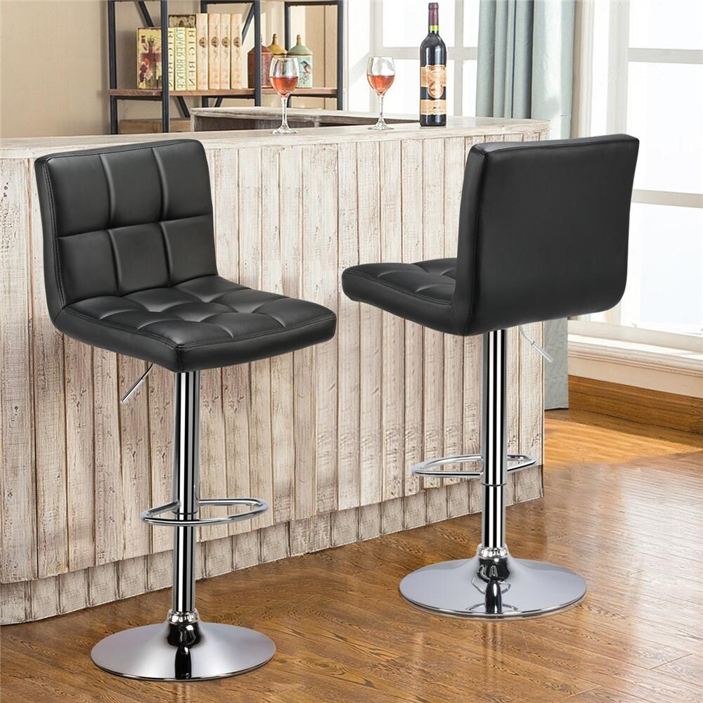 Red Faux Leather Swivel Bar Chairs P380166