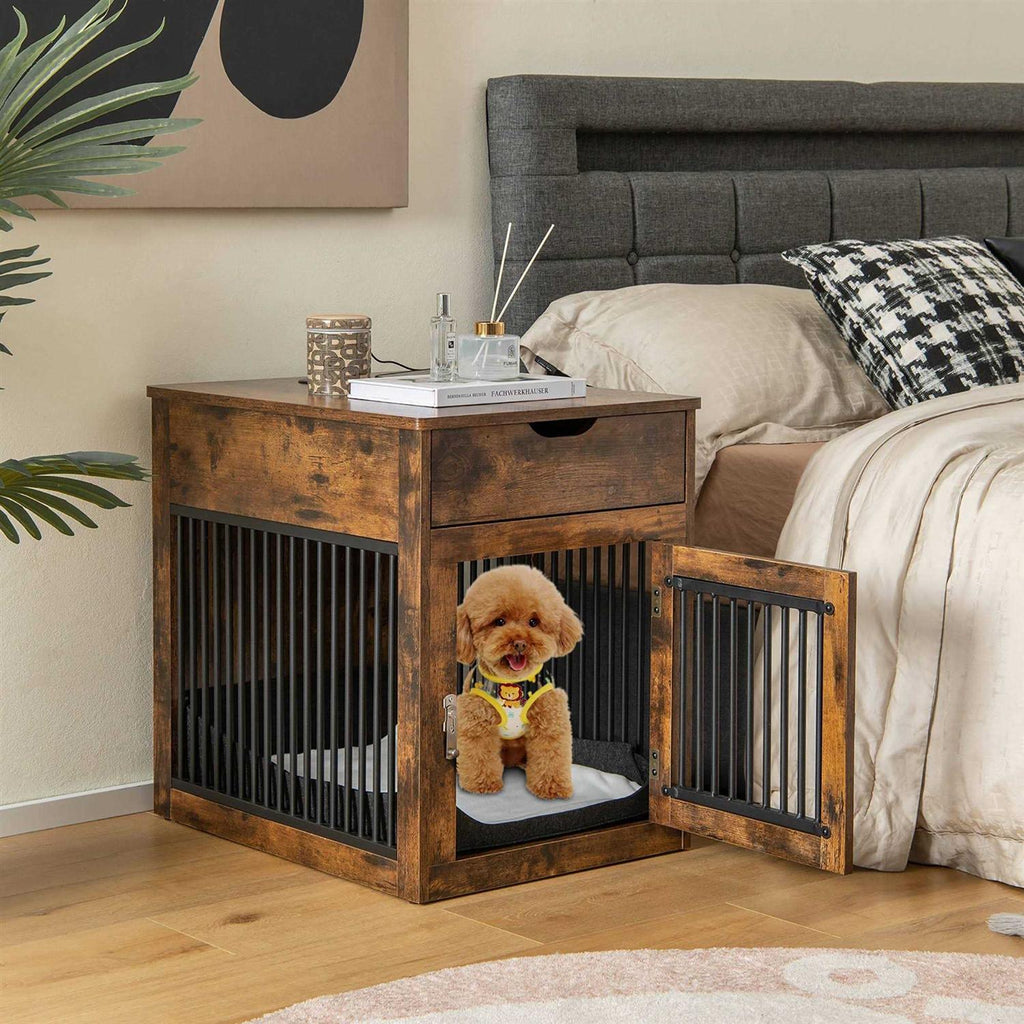 2-In-1 Dog Crate Side End Table with Drawer W587