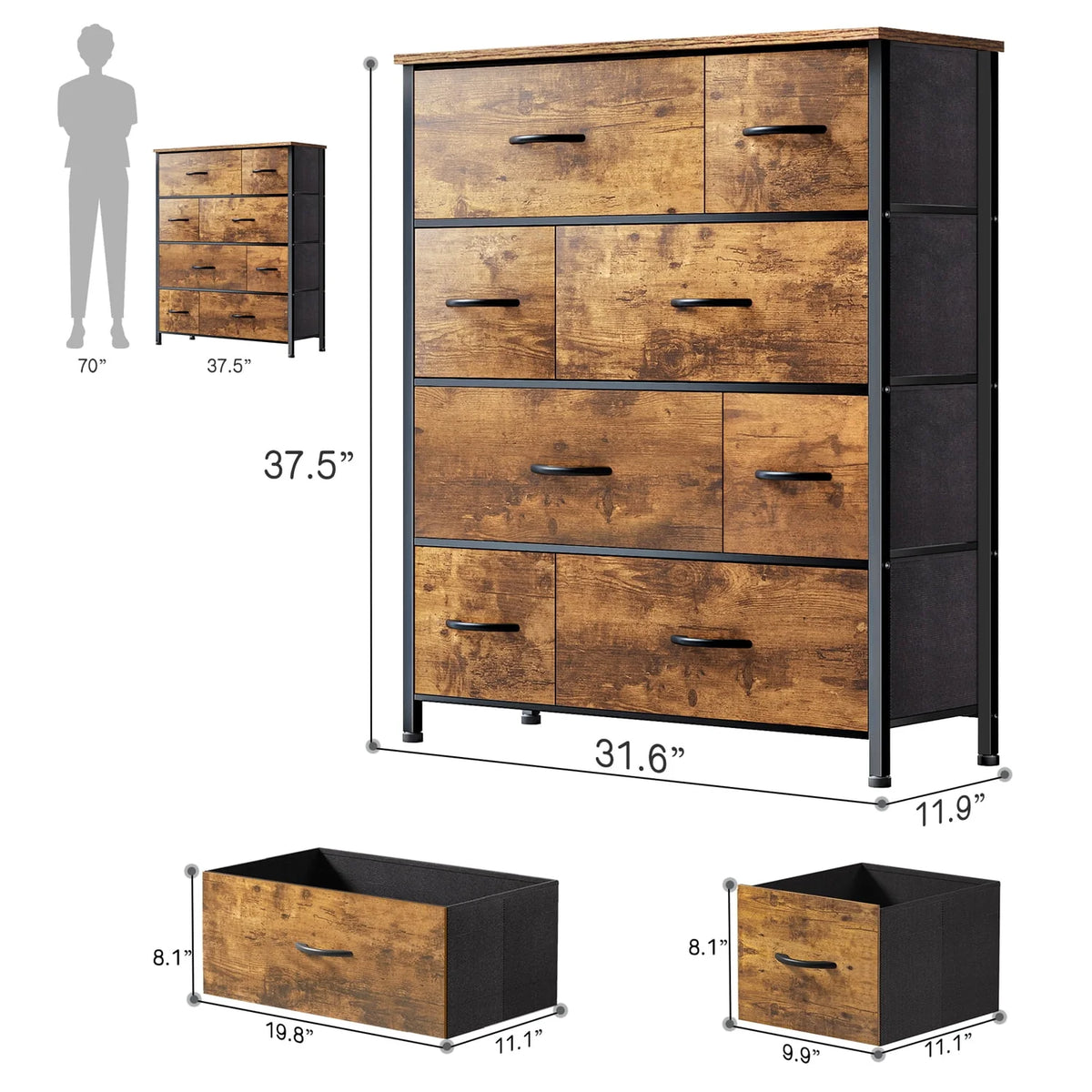 8 Drawer Wood Dresser A173139