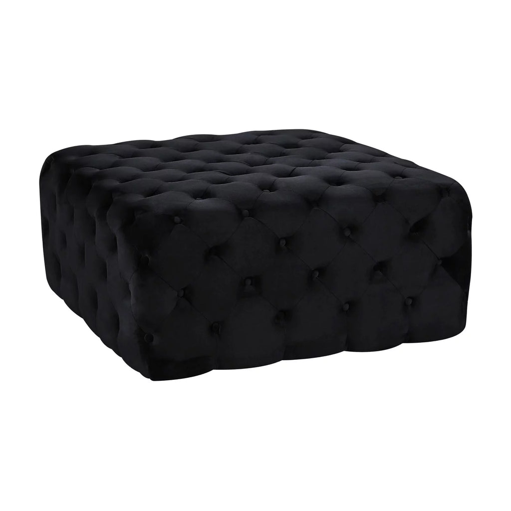 Black Velvet Tufted Ottoman and Bench A471577