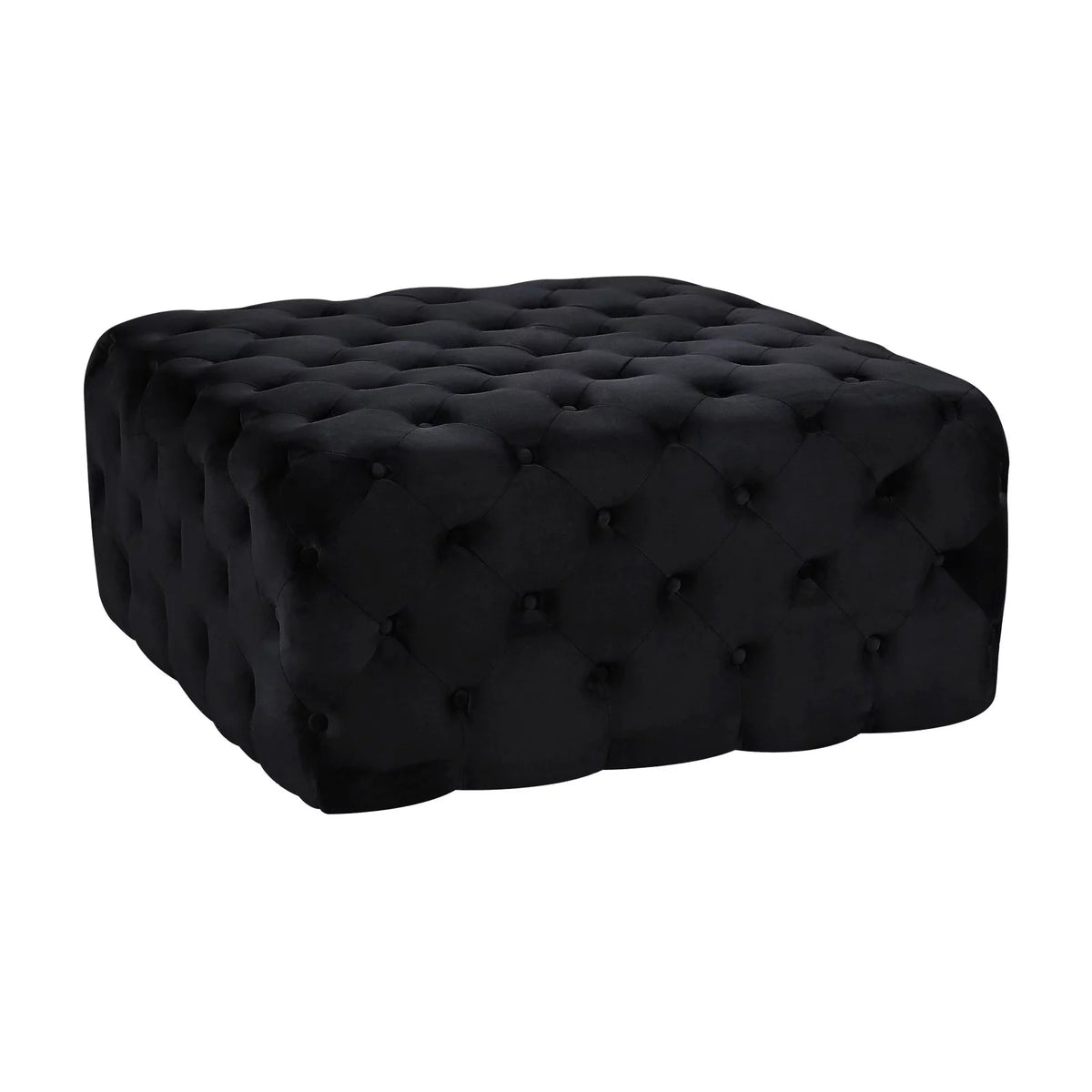 Black Velvet Tufted Ottoman and Bench A471577